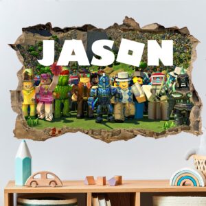 roblox gamer personalized wall decal on white wall