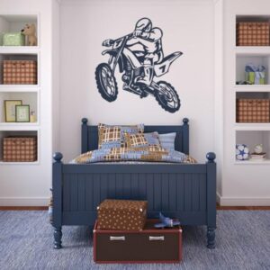 motorcycle kids motocross dirt bike decor wall decal on white wall