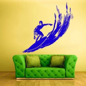 surfer ocean beach decor wall decal gamer sticker on white wall