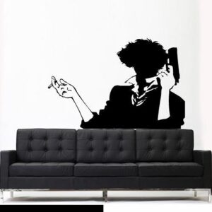 bebop anime silhouette wall decal gamer sticker on white wall