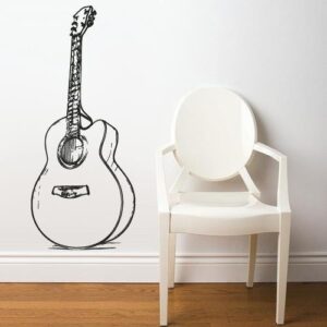 acoustic guitar music wall decal gamer sticker on white wall