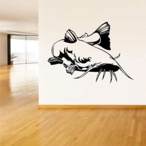 catfish fishing wall decal on white wall