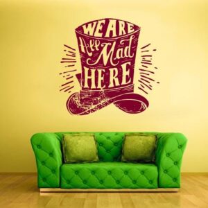 alice in wonderland hat hatters wall decal gamer sticker on white wall