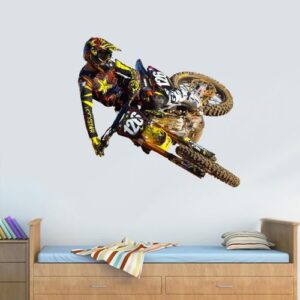 jump motorcycle motocross dirt wall decal kids room sticker on white wall