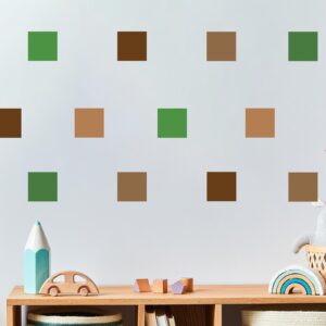 pixel block square minecraft inspired gamer wall decal on white wall