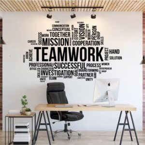 teamwork office teambuilding motivational decor wall decal on white wall