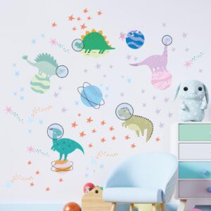 space dinosaurs astronaut kids wall decal on white wall