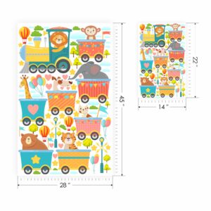 train with animals set kids wall decal — full view