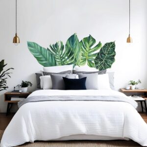 palm leaves headboard greenery wall decal vinyl sticker on white wall