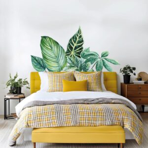 palm leaf tropical greenery leaves wall decal vinyl sticker on white wall