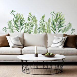 greenery leaves grass tropical wall decal vinyl sticker on white wall