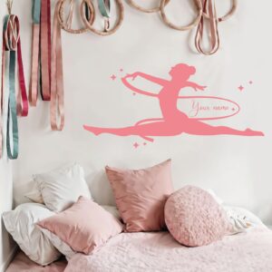 rhythmic gymnastics kids personalized wall decal on white wall