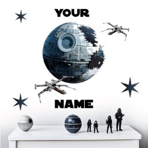 star wars name custom kids personalized wall decal on white wall