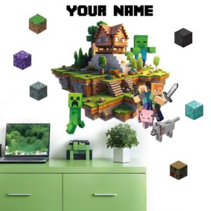 gamer mine playroom pixel decor personalized wall decal on white wall