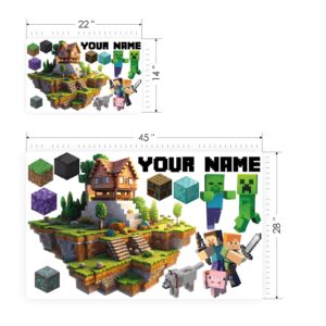 gamer mine playroom pixel decor personalized wall decal — full view