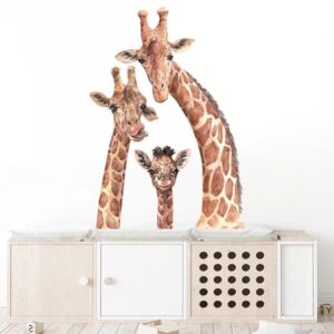 giraffe kids nursery watercolor wall decal on white wall