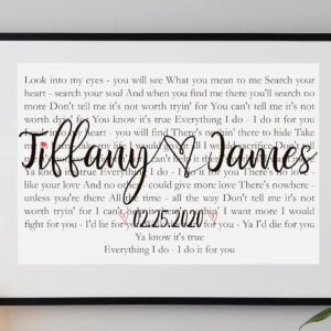 custom song lyrics for couple personalized wall decal on white wall