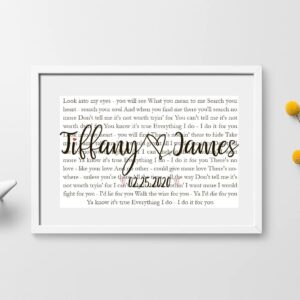 custom song lyrics for couple personalized wall decal installed in room