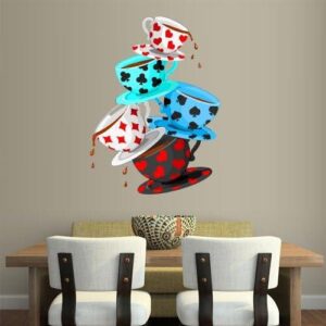 cups alice in wonderland cards () wall decal on white wall