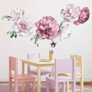 peonies flowers wall decal vinyl sticker — lifestyle room view