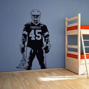lacrosse custom number name sport personalized wall decal on white wall