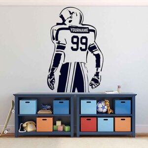 football name number personalized wall decal on white wall