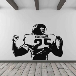 football name number personalized wall decal on white wall
