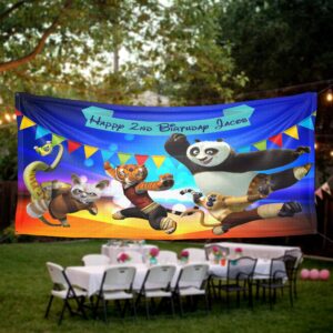 kung fu panda birthday banner party personalized wall decal on white wall