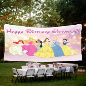 princess birthday banner party personalized wall decal on white wall