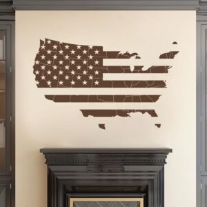 usa map as flag banner wall decal on white wall