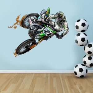 dirt bike motocross motorcycle wall decal kids room sticker on white wall