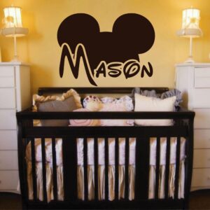 mickey mouse kids birthday party personalized wall decal on white wall