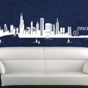 chicago skyline landscape wall decal on white wall