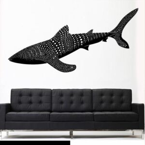 shark fish ocean themed wall decal on white wall