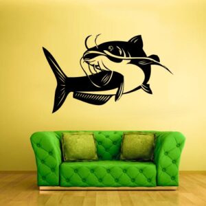 fishing catfish wall decal on white wall