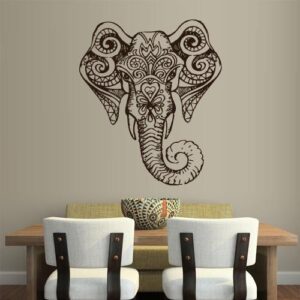 ganesha elephant head hindu yoga wall decal on white wall