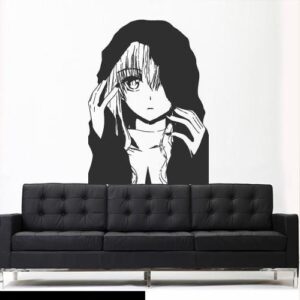 anime girl manga wall decal gamer sticker on white wall