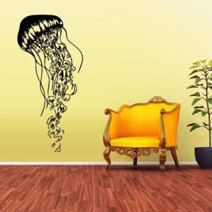 jellyfish ocean bathroom decor wall decal on white wall