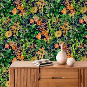 spring flowers palm wallpaper wp2 wall decal vinyl sticker on white wall