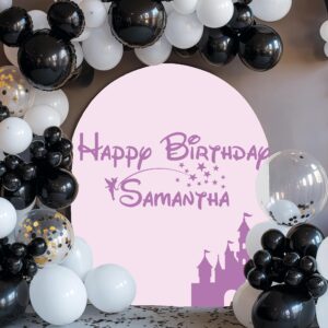 minnie mouse birthday backdrop name personalized wall decal — full view