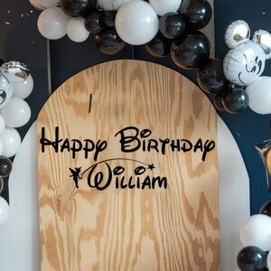 minnie mouse birthday backdrop name personalized wall decal installed in room