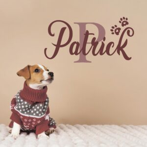 dog sign personalized wall decal on white wall