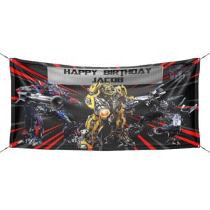 transformers birthday banner party personalized wall decal on white wall