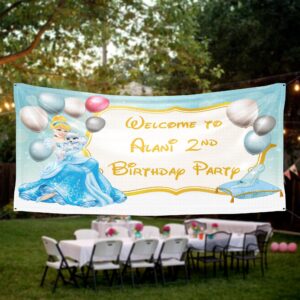 cinderella birthday banner party personalized wall decal on white wall