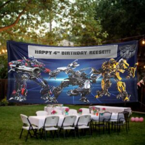 transformers birthday banner party personalized wall decal on white wall
