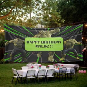 hulk birthday banner party backdrop personalized wall decal on white wall