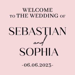 close up detail of wedding mirror sign custom names personalized wall decal