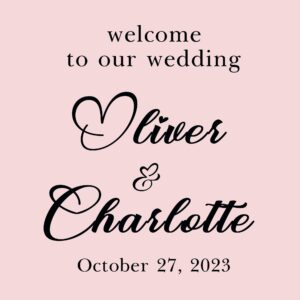 wedding mirror names welcome customizable sign wall decal — full view