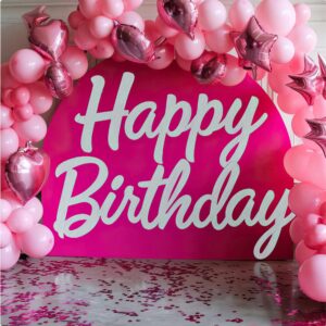 happy birthday sign party backdrop personalized wall decal on white wall