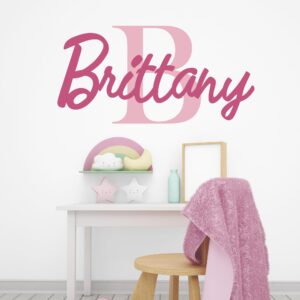girl name nursery lettering birthday personalized wall decal on white wall